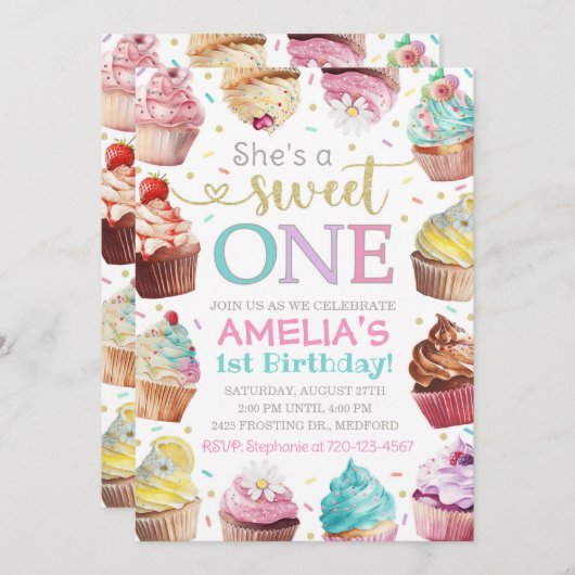 Invitation pour la douce, Invitation Cupcake (Devant / Derrière)