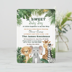 Invitation pour la douche bébé garçon Safari Tropi