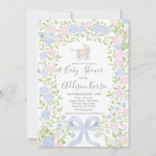 Invitation pour la douche de bébé avec landau gran (Devant)