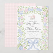 Invitation pour la douche de bébé avec landau gran (Devant / Derrière)