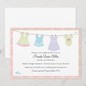 Invitation pour la douche de bébé (fille) Baby Cot (Devant / Derrière)