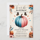 Invitation Pour la ferme rose Bleu Automne Fille Citrouille G (Devant)