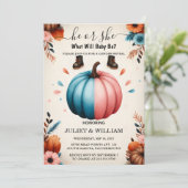 Invitation Pour la ferme rose Bleu Automne Fille Citrouille G (Debout devant)