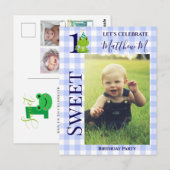Invitation pour la fête à carreaux grenouille pour (Devant / Derrière)