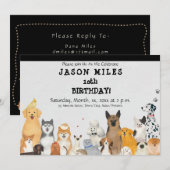 Invitation pour la fête d'anniversaire, Chiens mig (Devant / Derrière)