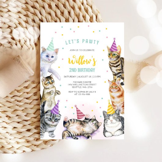Invitation pour la fête d'anniversaire de chat mig