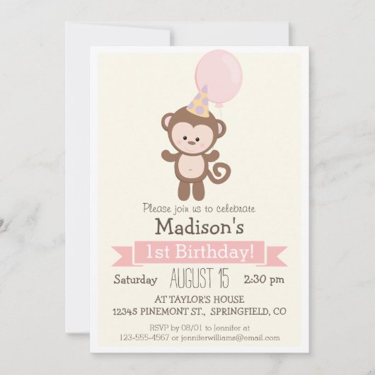 Invitation pour la fête d'anniversaire de la petit (Devant)