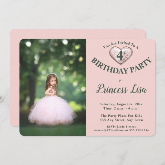 Invitation pour la fête d'anniversaire de l'enfant (Devant / Derrière)