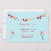 Invitation pour la fête d'anniversaire de l'enfant (Dos)