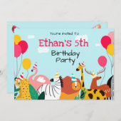 Invitation pour la fête d'anniversaire de l'enfant (Devant / Derrière)