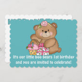 Invitation pour la fête d'anniversaire de l'ours L (Devant / Derrière)