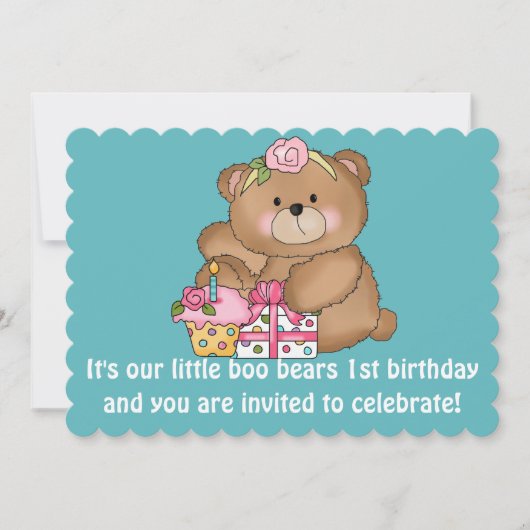 Invitation pour la fête d'anniversaire de l'ours L (Devant)