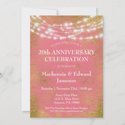 Invitation pour la fête d'anniversaire de mariage (Devant)
