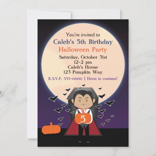 Invitation pour la fête d'anniversaire d'Halloween (Devant)