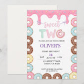 Invitation pour la fête d'anniversaire Donut Sweet (Devant / Derrière)