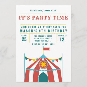 Invitation pour la fête d'anniversaire du cirque p