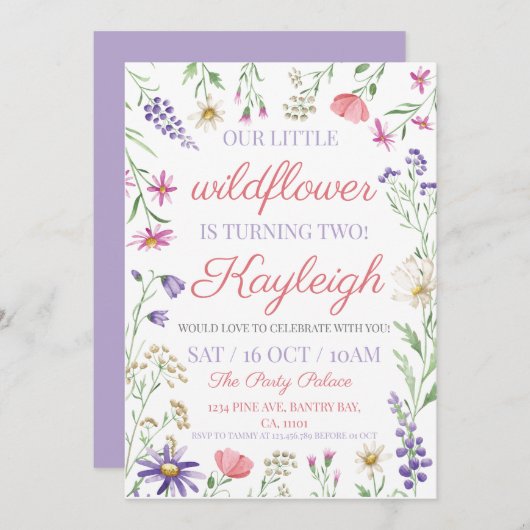 Invitation pour la fête d'anniversaire du Fleur sa (Devant / Derrière)