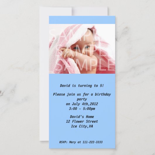 invitation pour la fête d'anniversaire du garçon (Devant)