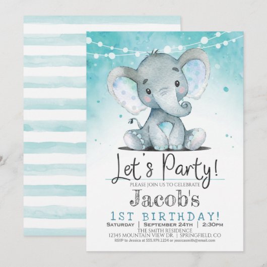 Invitation pour la fête d'anniversaire du garçon E (Devant / Derrière)