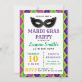 Invitation pour la fête d'Argyle Mardi Gras (Devant)