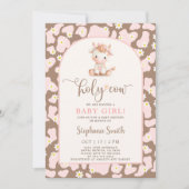 Invitation pour la fête de bébé fille Holy Cow (Devant)