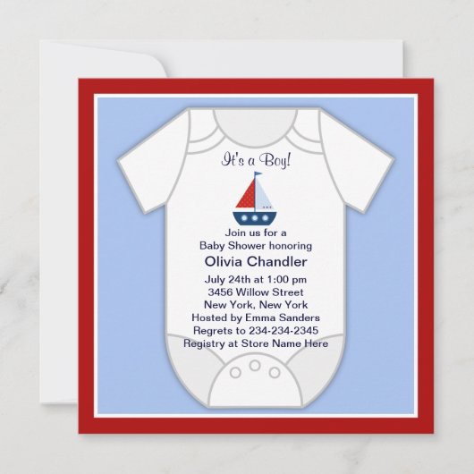 Invitation pour la fête de bébé garçon à la voile  (Devant)