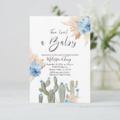 Invitation pour la fête de bébé garçon BLUE Cactus (Debout devant)