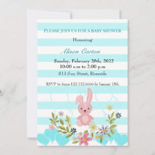Invitation pour la fête de bébé garçon lapin