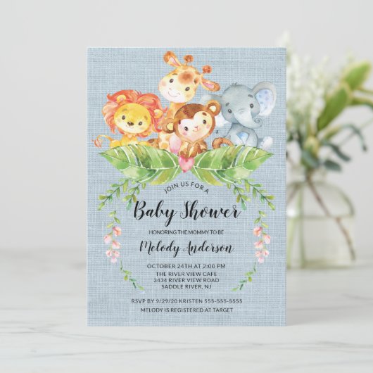 Invitation pour la fête de bébé garçon sur le thèm (Debout devant)