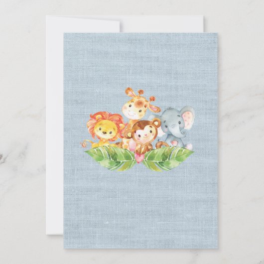 Invitation pour la fête de bébé garçon sur le thèm (Dos)