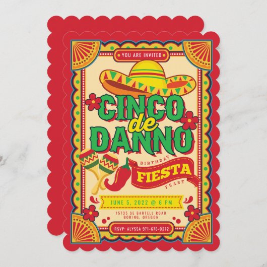 Invitation pour la fête de Cinco de Mayo (Devant / Derrière)