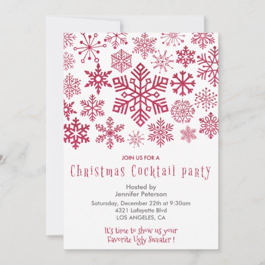 Invitation pour la fête de cocktail de Noël Flocon (Devant)