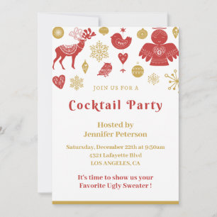 Invitation pour la fête de cocktail de Noël Or Rou
