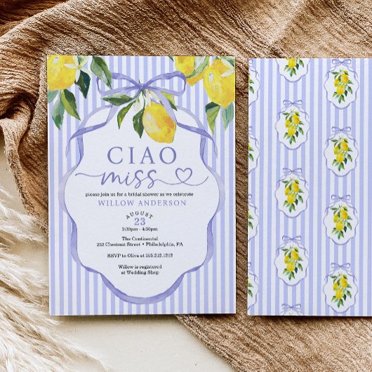 Invitation pour la fête de douche de mariée de Mis