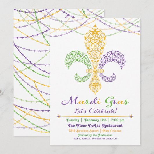 Invitation pour la fête de la Fleur DeLis de Mardi (Devant / Derrière)