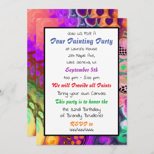 Invitation Pour la fête de la peinture Anniversaire (Devant / Derrière)