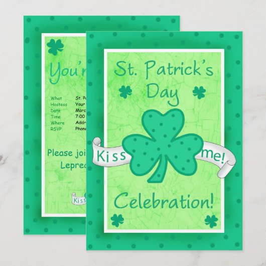 Invitation pour la fête de la Saint Patrick (Devant / Derrière)
