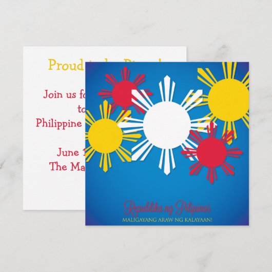 Invitation pour la fête de l'indépendance des Phil (Devant / Derrière)