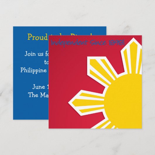 Invitation pour la fête de l'indépendance des Phil (Devant / Derrière)