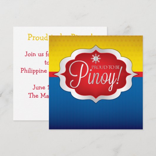 Invitation pour la fête de l'indépendance des Phil (Devant / Derrière)