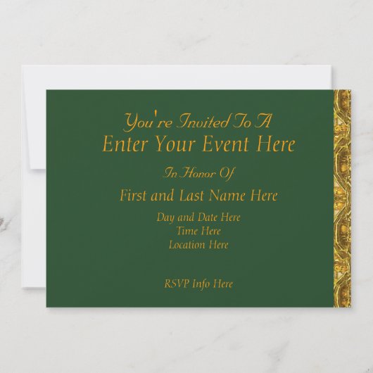 Invitation pour la fête de l'or et du vert (Dos)