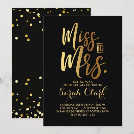 Invitation pour la fête de mariage de Mlle à Mme (Devant / Derrière)