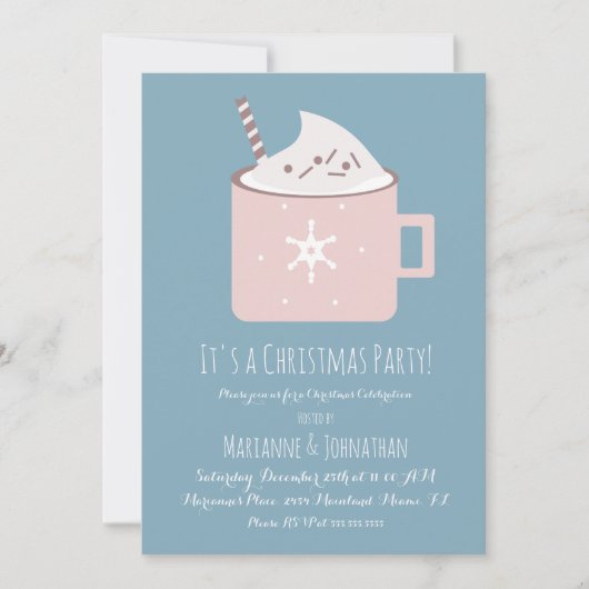 Invitation pour la fête de Noël au chocolat chaud (Devant)