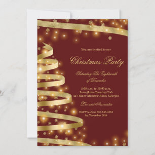 Invitation pour la fête de Noël avec arbre doré ro