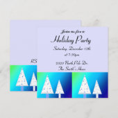 Invitation pour la fête de Noël avec des sapins bl (Devant / Derrière)