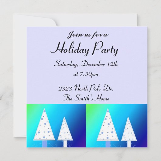 Invitation pour la fête de Noël avec des sapins bl (Devant)