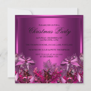 Invitation pour la fête de Noël avec feuillage ros
