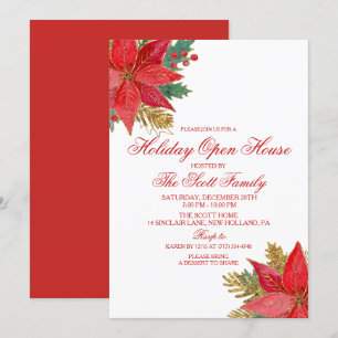 Invitation pour la fête de Noël Poinsettia