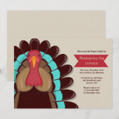 Invitation pour la fête de Thanksgiving de la dind (Devant / Derrière)