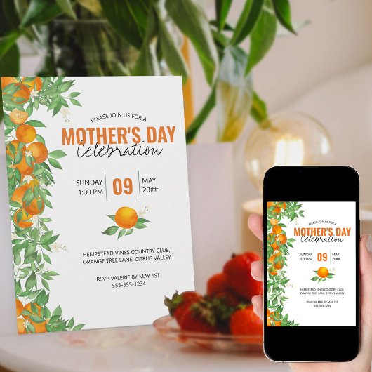 Invitation pour la fête des mères avec des oranges